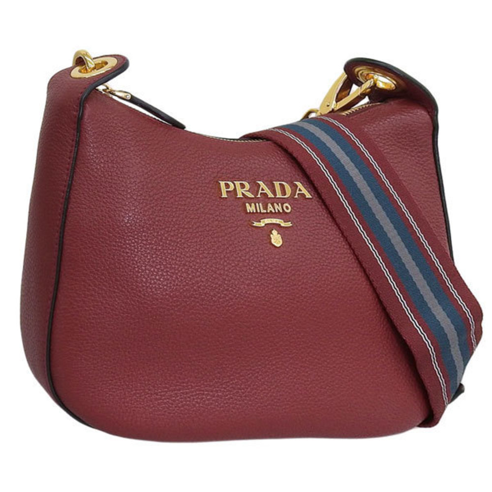 Prada Outlet Leather Shoulder Bags Red